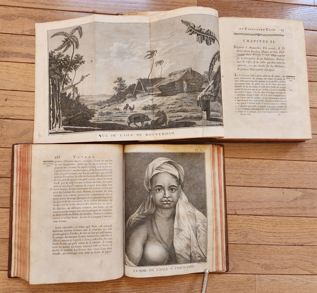 1778 CAPTAIN COOK SECOND VOYAGE 5 VOLUMES antique ILLUSTRATED w/66 PLATES French - 13