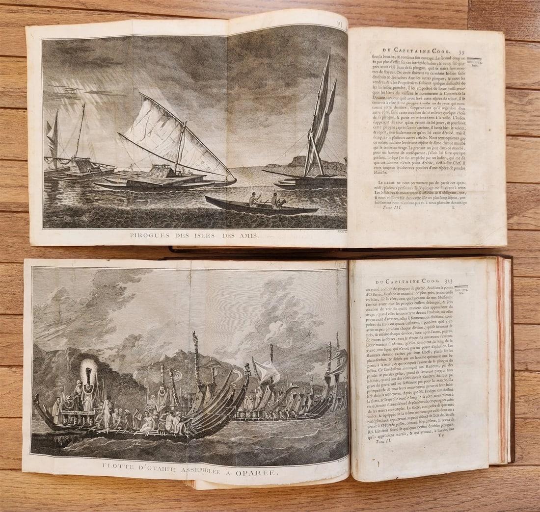 1778 CAPTAIN COOK SECOND VOYAGE 5 VOLUMES antique ILLUSTRATED w/66 PLATES French - 14