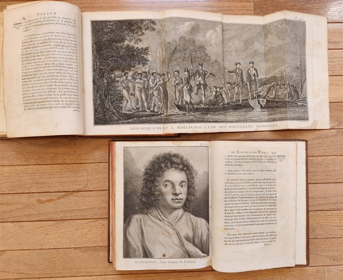1778 CAPTAIN COOK SECOND VOYAGE 5 VOLUMES antique ILLUSTRATED w/66 PLATES French - 15
