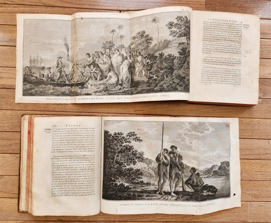 1778 CAPTAIN COOK SECOND VOYAGE 5 VOLUMES antique ILLUSTRATED w/66 PLATES French - 5