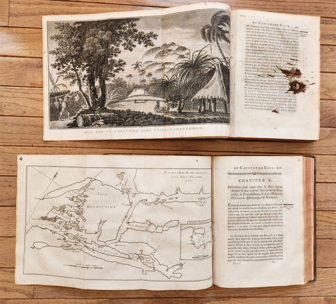 1778 CAPTAIN COOK SECOND VOYAGE 5 VOLUMES antique ILLUSTRATED w/66 PLATES French - 6