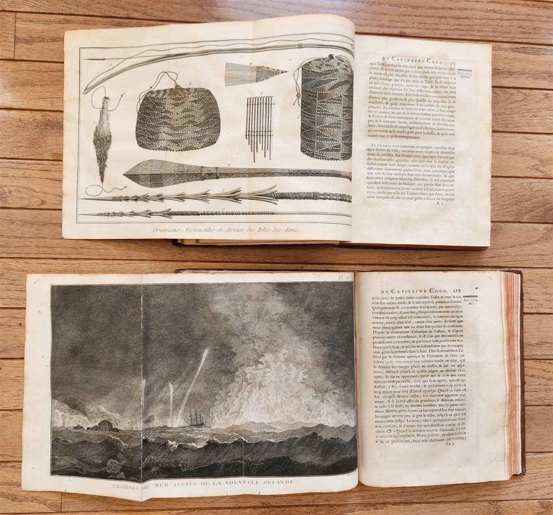1778 CAPTAIN COOK SECOND VOYAGE 5 VOLUMES antique ILLUSTRATED w/66 PLATES French - 7