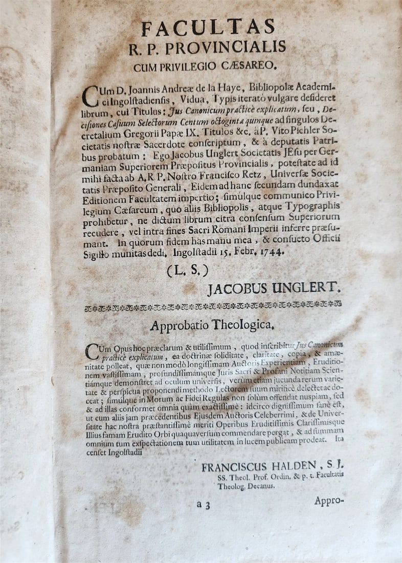 1746 CANON LAW antique PIGSKIN BOUND FOLIO - 7