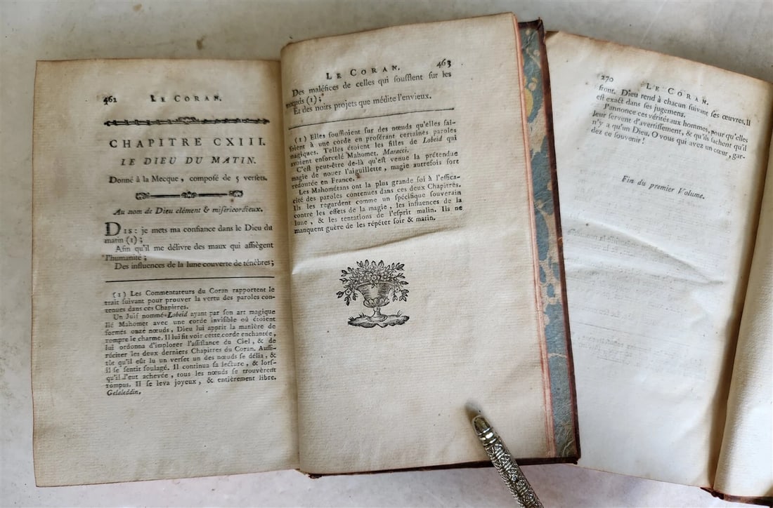 1783 KORAN in FRENCH 2 VOLUMES antique QURAN 1st EDTION - 8