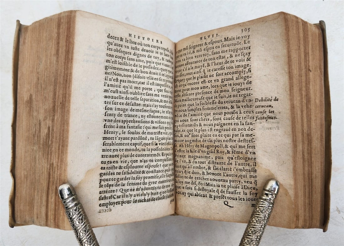 1593 TRAGIC STORIES by M. Bandello in FRENCH antique VELLUM BINDING 16th century - 6