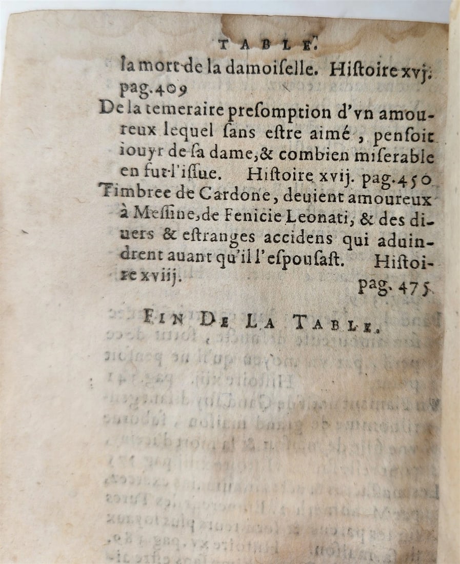 1593 TRAGIC STORIES by M. Bandello in FRENCH antique VELLUM BINDING 16th century - 9