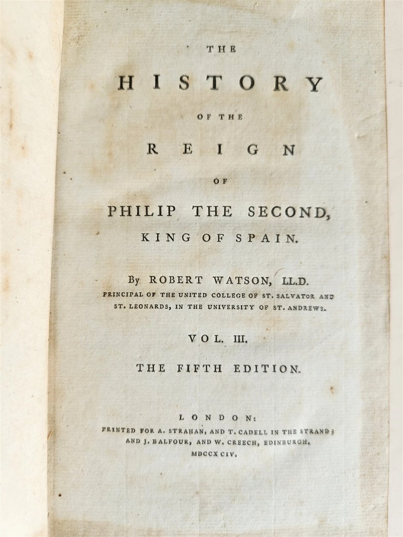 1794 HISTORY of REIGN of PHILIP THE SECOND KING of SPAIN 3 VOLUMES antique - 4
