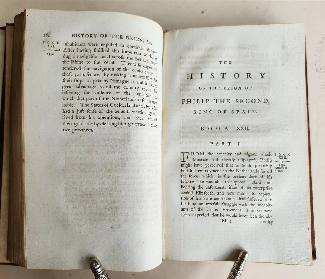 1794 HISTORY of REIGN of PHILIP THE SECOND KING of SPAIN 3 VOLUMES antique - 5