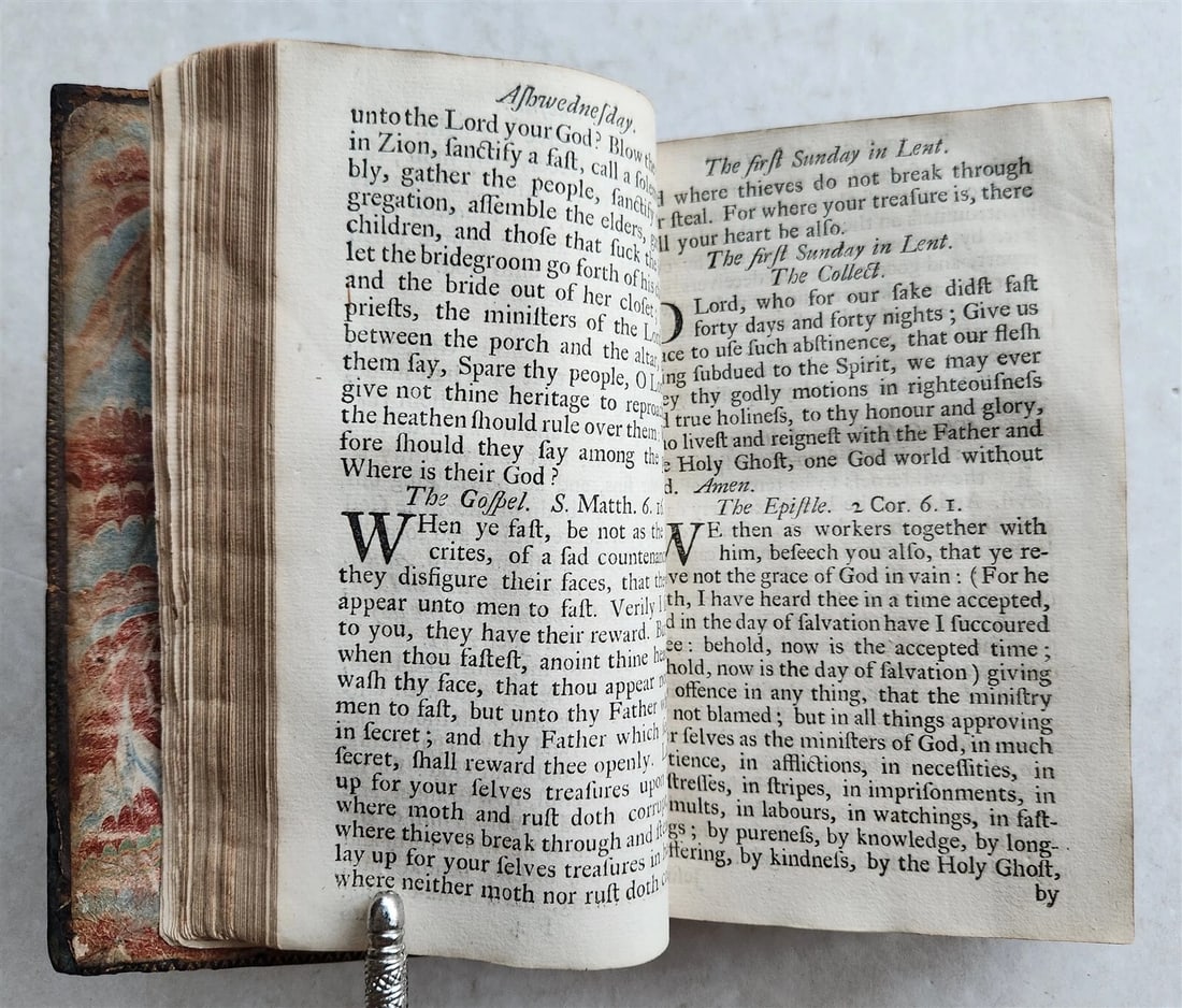 1753 BOOK of COMMON PRAYER w/ PSALTER in ENGLISH antique - 12
