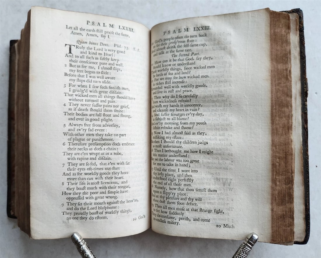 1753 BOOK of COMMON PRAYER w/ PSALTER in ENGLISH antique - 9