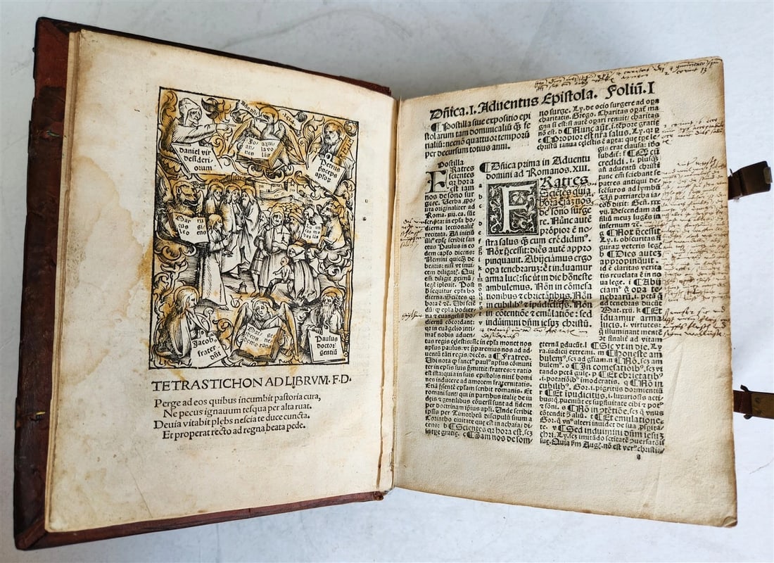 1514 POST-INCUNABULA ILLUSTRATED SWISS Basel antique Postilla maiores SCARCE - 7