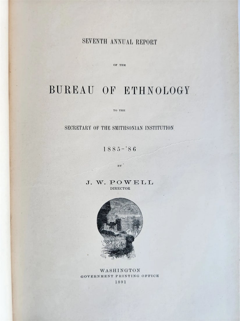 1885-1886 REPORT of AMERICAN BUREAU of ETHNOLOGY by J.POWELL antique ILLUSTRATED - 2
