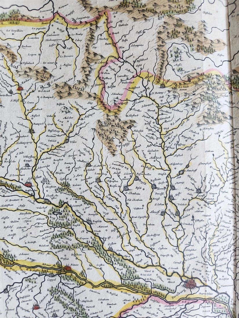 1640 ALSACE FRANCE antique MAP ALSATIA LANDGRAVIATUS - 7