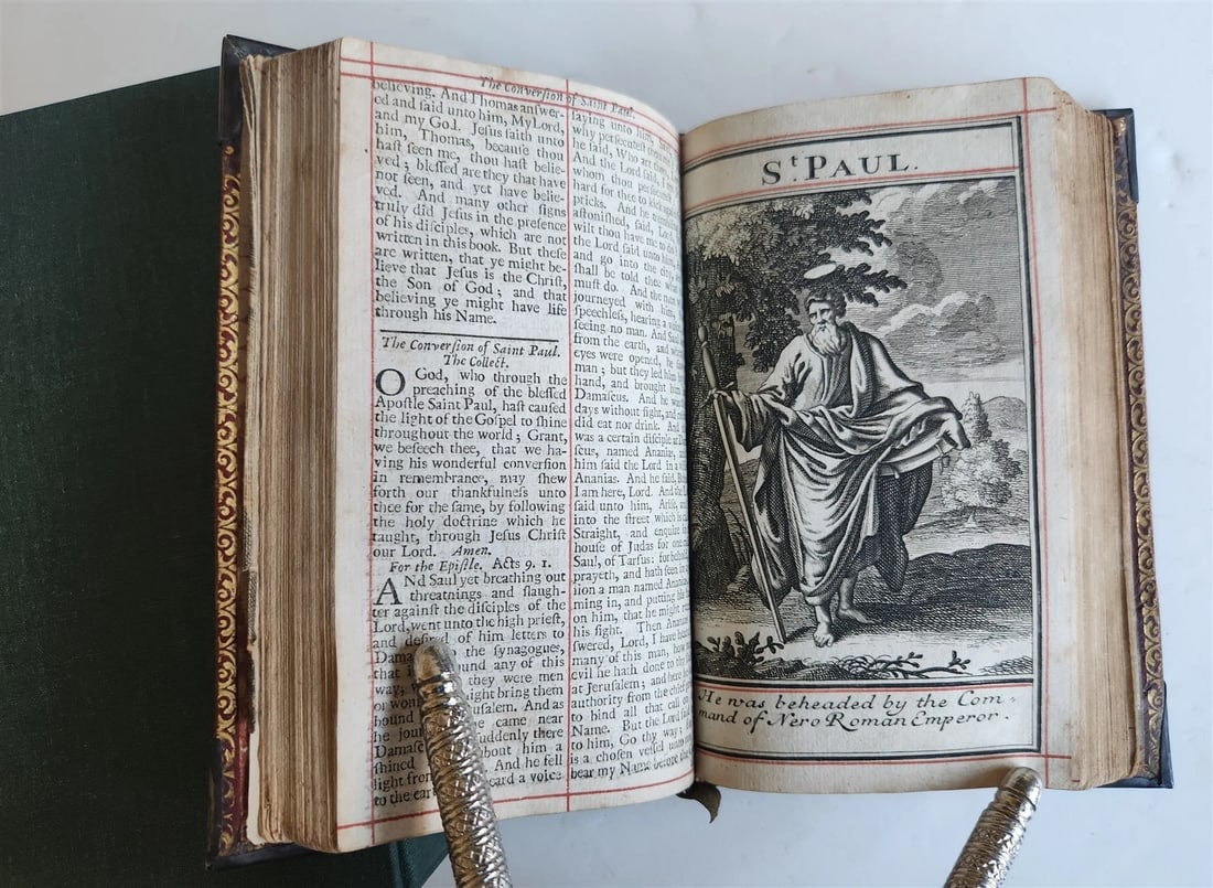 1715 BOOK of PSALMS antique in ENGLISH original binding w/ silver corners 18th C - 15