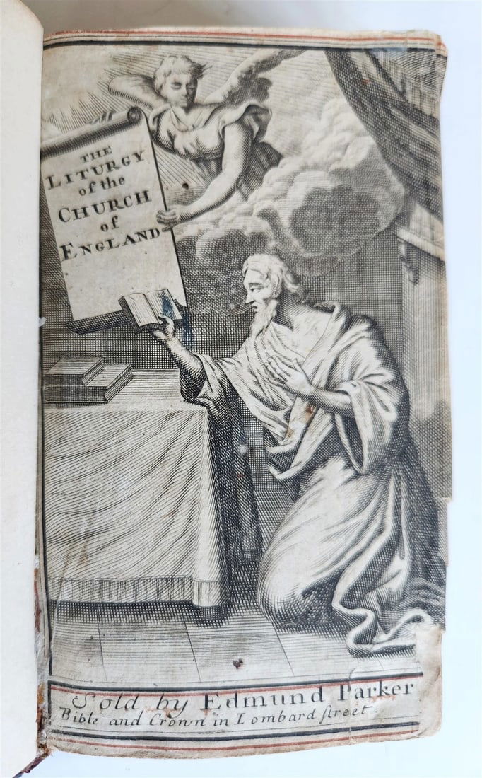 1715 BOOK of PSALMS antique in ENGLISH original binding w/ silver corners 18th C - 5