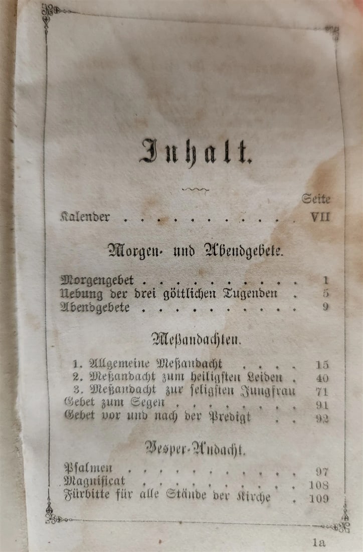 1840s PRAYER BOOK in GERMAN antique VELVET BINDING w/ METAL DECORATIONS - 10