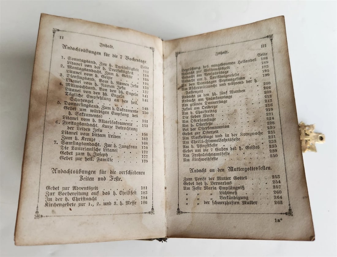 1840s PRAYER BOOK in GERMAN antique VELVET BINDING w/ METAL DECORATIONS - 11