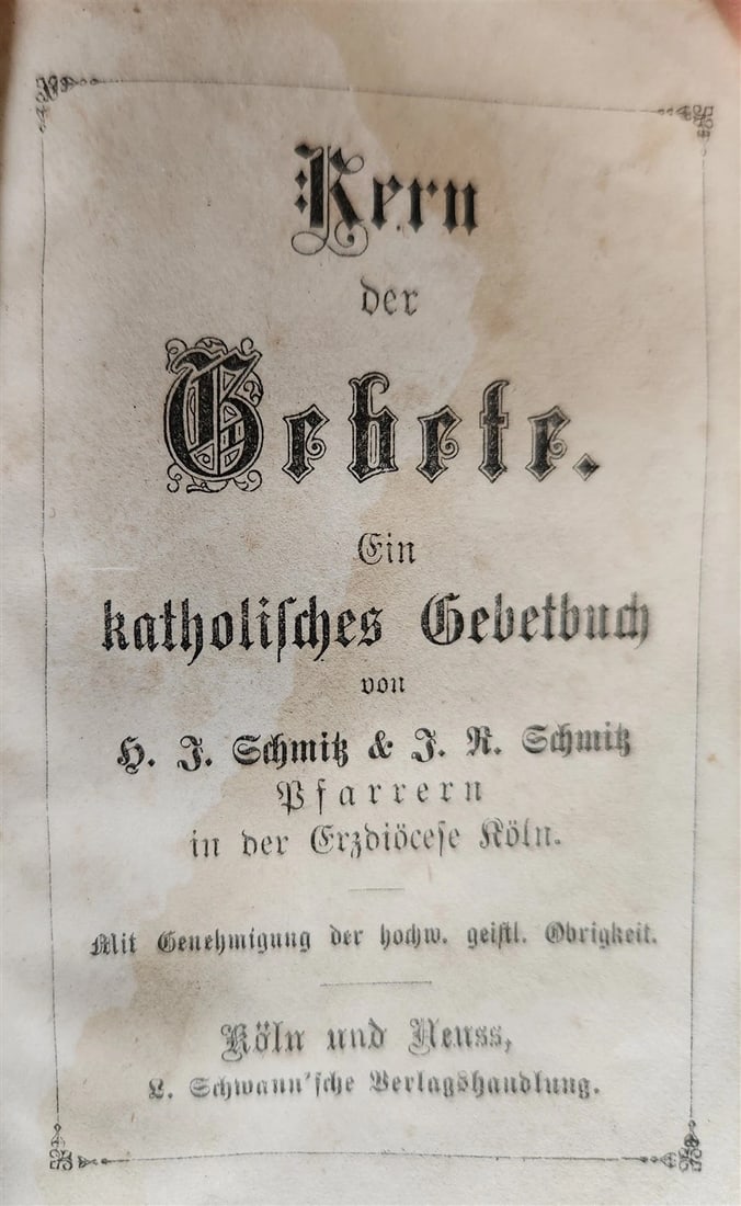 1840s PRAYER BOOK in GERMAN antique VELVET BINDING w/ METAL DECORATIONS - 8