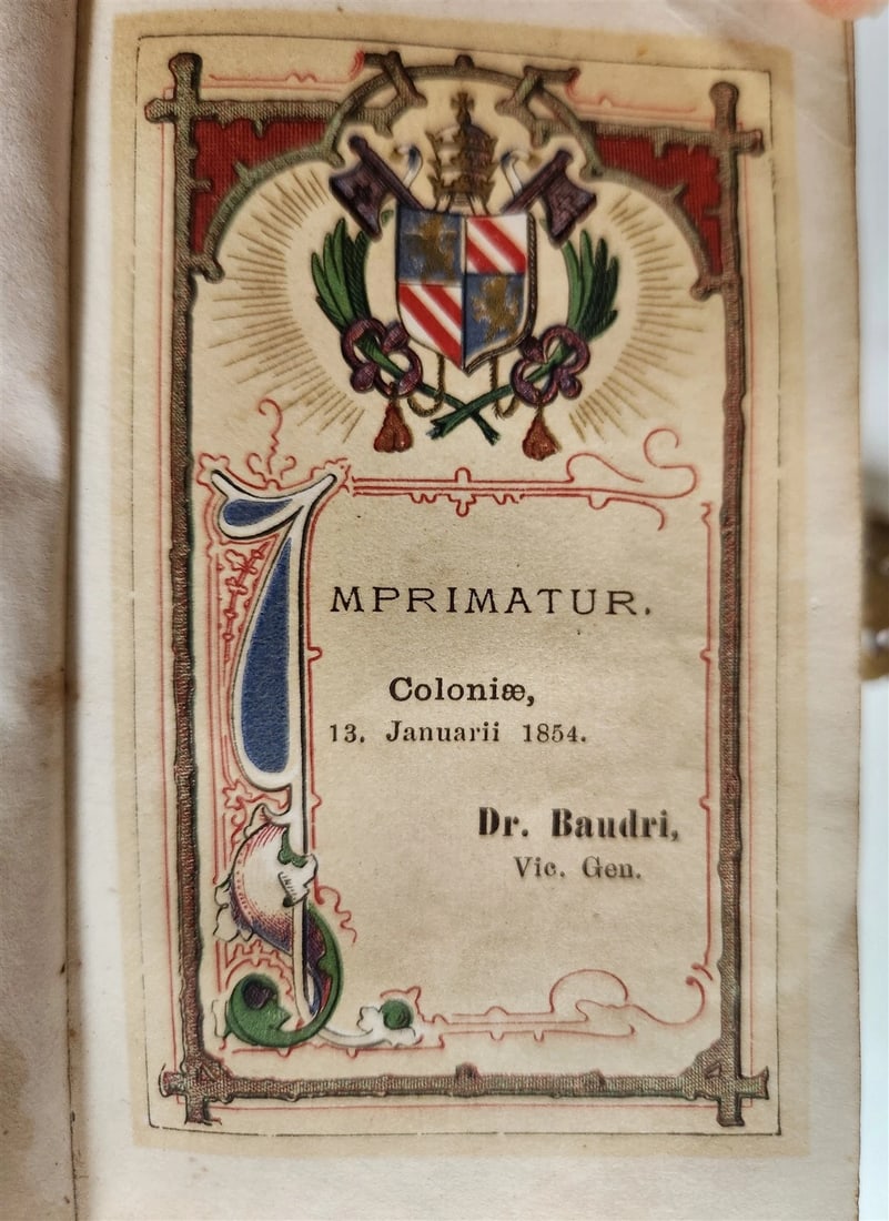 1840s PRAYER BOOK in GERMAN antique VELVET BINDING w/ METAL DECORATIONS - 9