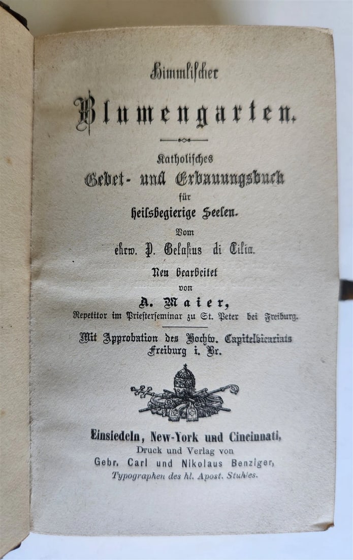 1871 GERMAN CATHOLIC PRAYER & DEVOTIONAL BOOK antique - 3