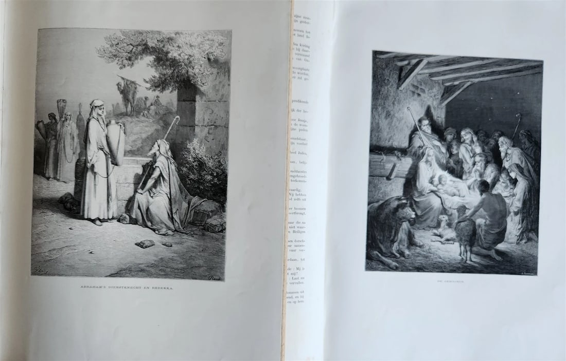 1870 BIBLE GUSTAVE DORE LLUSTRATED 2 VOLUMES MASSIVE FOLIO antique 200 plates - 16