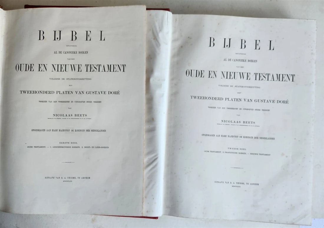 1870 BIBLE GUSTAVE DORE LLUSTRATED 2 VOLUMES MASSIVE FOLIO antique 200 plates - 5