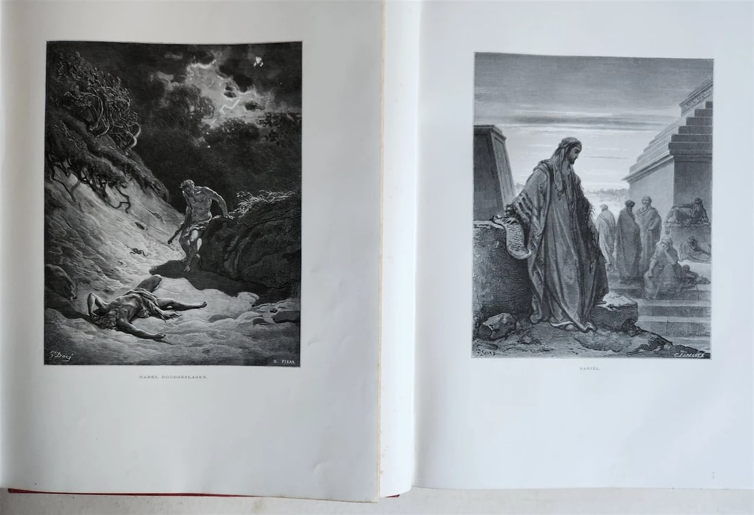 1870 BIBLE GUSTAVE DORE LLUSTRATED 2 VOLUMES MASSIVE FOLIO antique 200 plates - 7