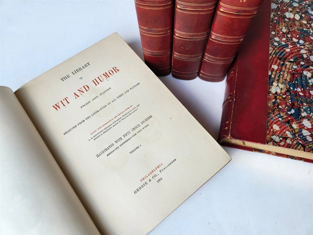 1894 The library of WIT AND HUMOR prose and poetry ILLUSTRATED 5 VOLUMES antique - 2