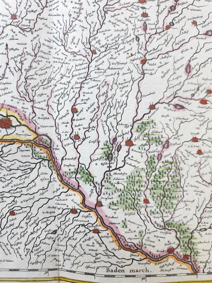 1635 ALSACE FRANCE antique MAP Alsatia Landgraviatus by MERCATOR - 3