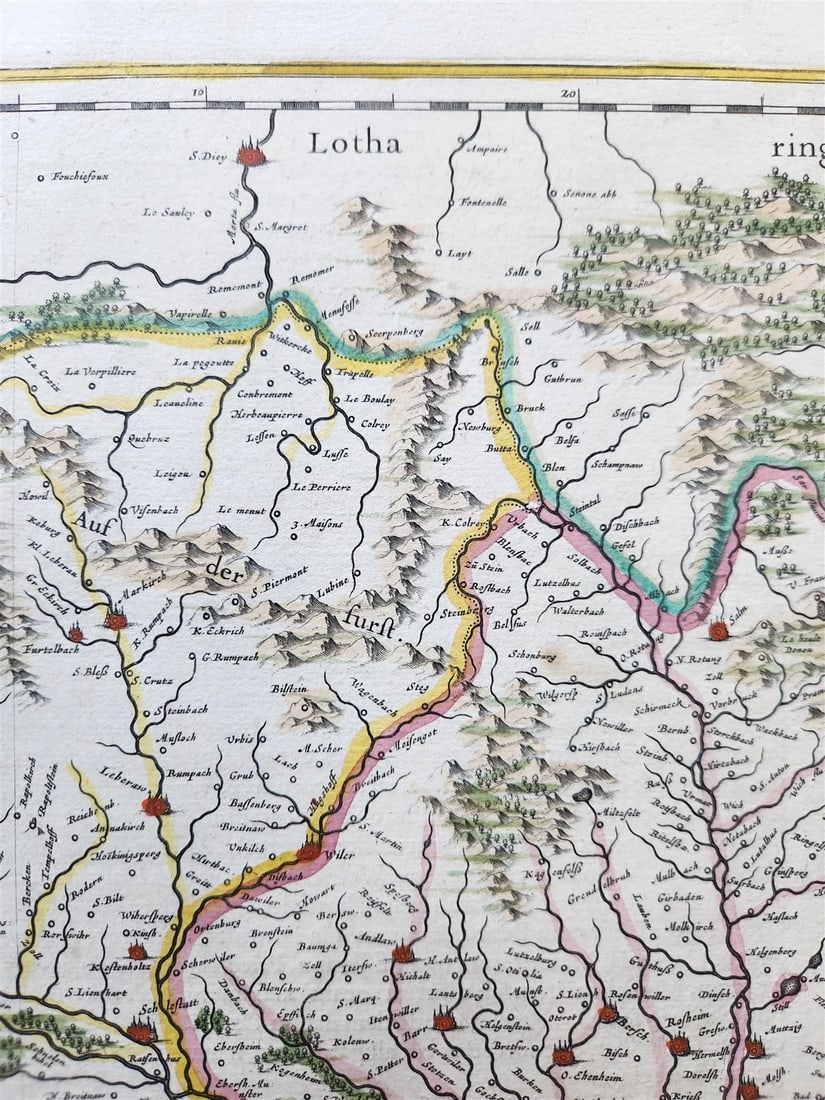 1635 ALSACE FRANCE antique MAP Alsatia Landgraviatus by MERCATOR - 4