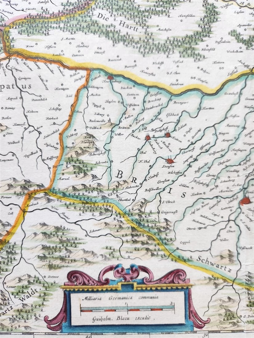 1635 ALSACE FRANCE antique MAP Alsatia Landgraviatus by MERCATOR - 5