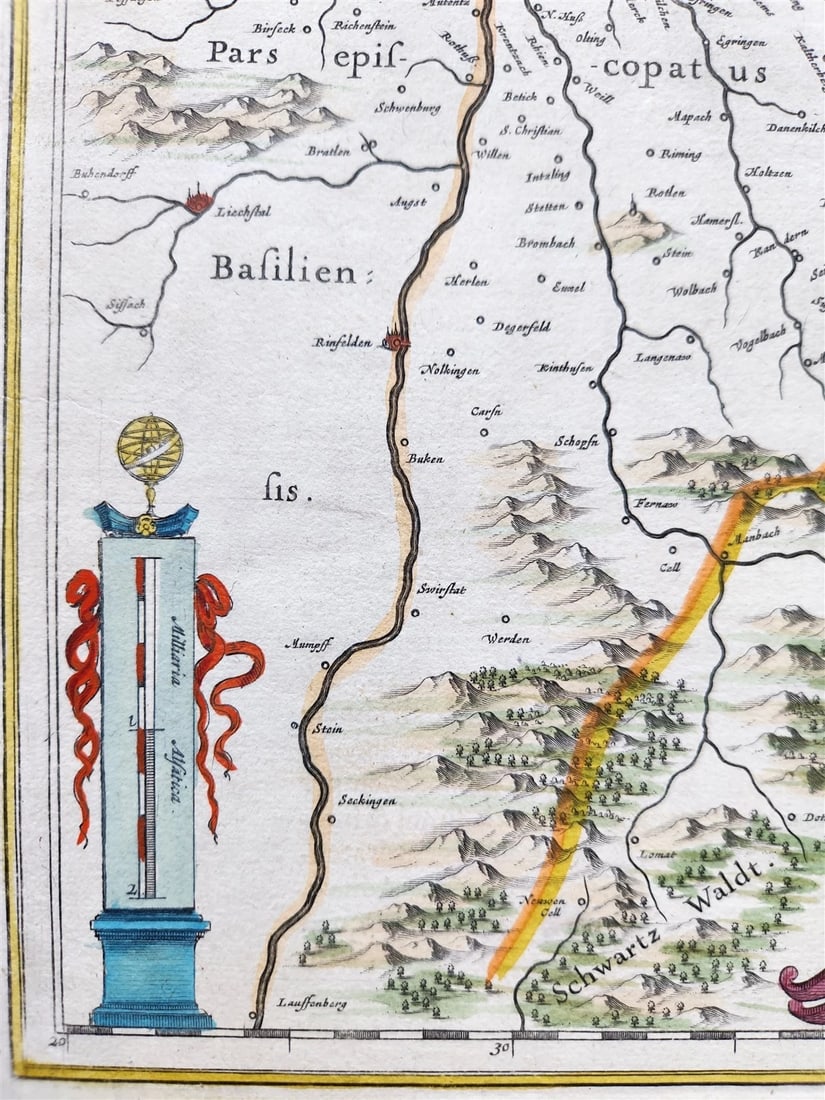 1635 ALSACE FRANCE antique MAP Alsatia Landgraviatus by MERCATOR - 6