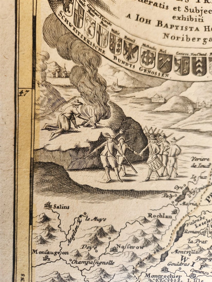 1732 SWITZERLAND antique MAP HELVETIORUM Reipublicae Cantones Tredicum by HOMANN - 5