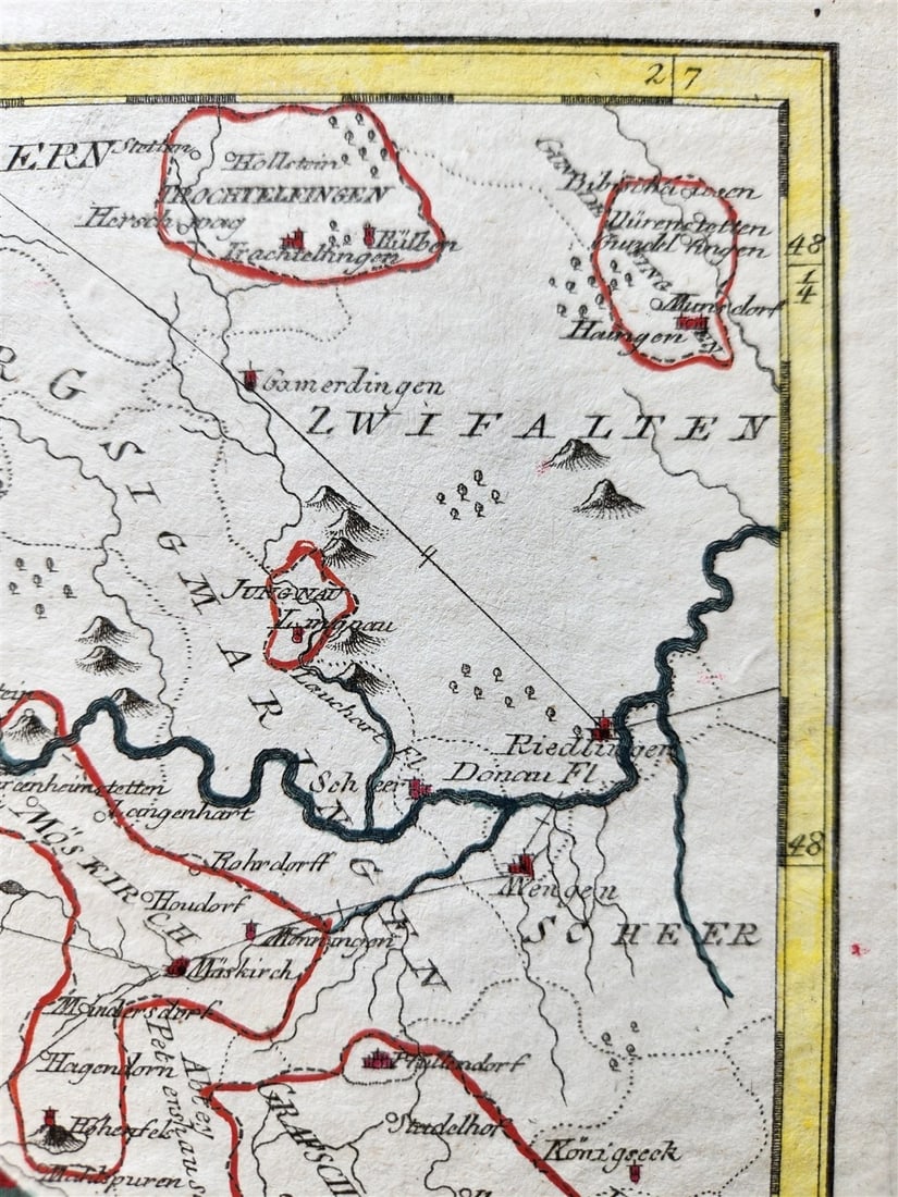 1790s GERMANY antique MAP lands of the Prince of Furstenberg - 3