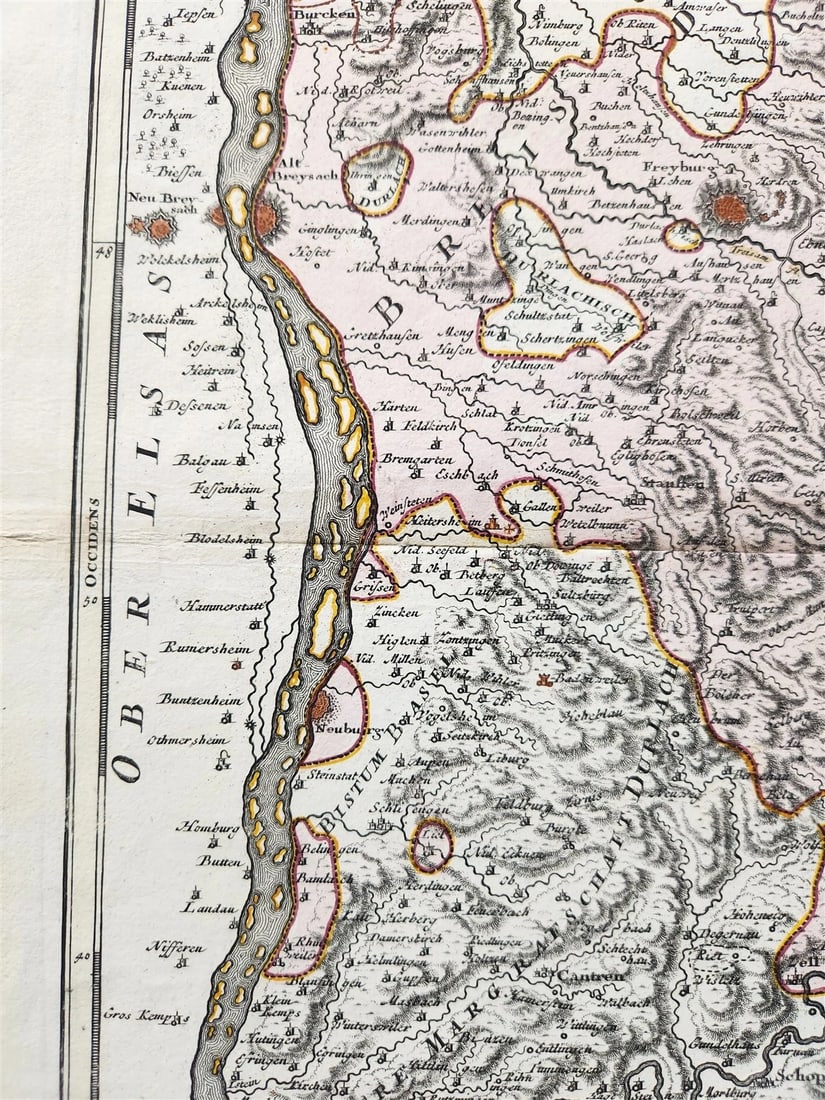 1718 Breisgau Soutwest Germany antique MAP antique PROVINCIA BRISGOIA - 3