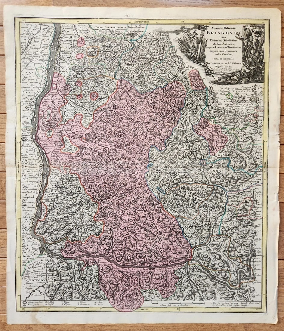 1730s Breisgau Germany antique MAP antique PROVINCIA BRISGOVIAE Matthias Seutter (1 of 8)