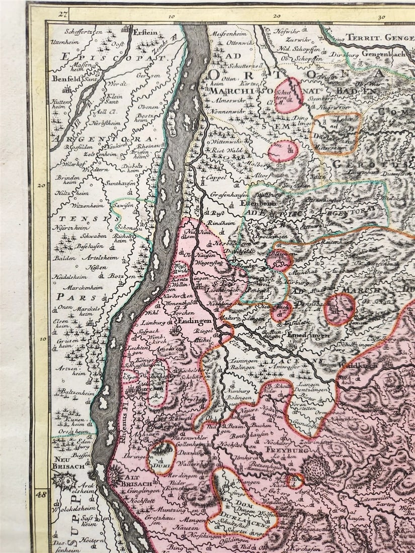 1730s Breisgau Germany antique MAP antique PROVINCIA BRISGOVIAE Matthias Seutter - 4