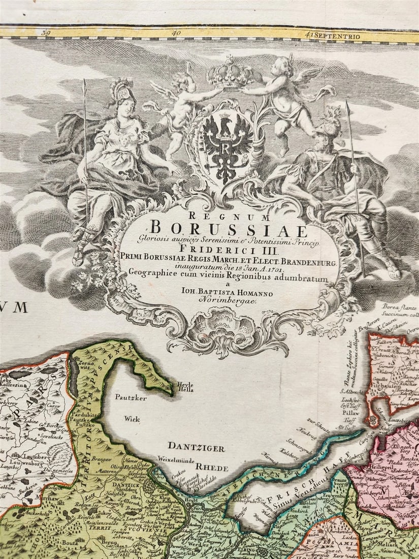 1716 GERMANY PRUSSIA POLAND LITHUANIA antique MAP by HOMANN-BORUSSIA - 2