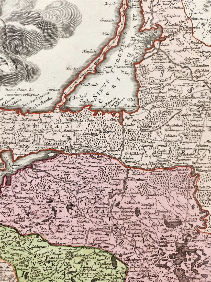 1716 GERMANY PRUSSIA POLAND LITHUANIA antique MAP by HOMANN-BORUSSIA - 5