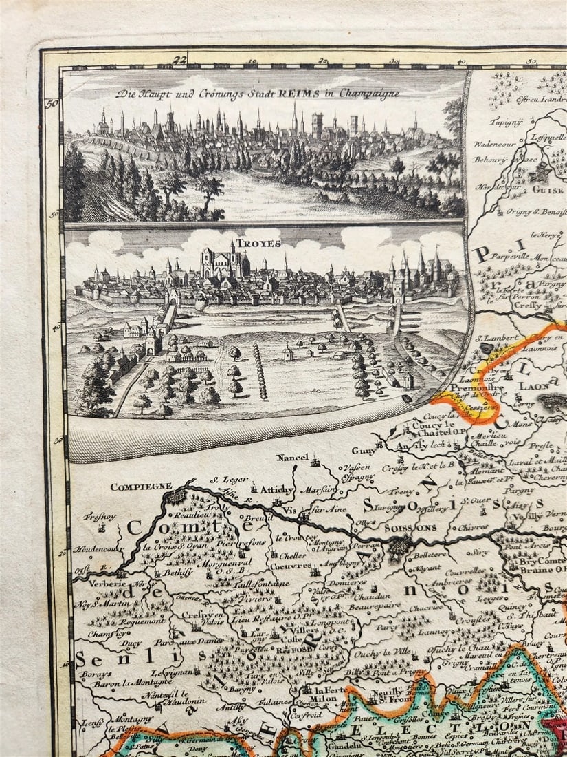 1756 CHAMPAGNE FRANCE antique MAP by Homann Tabula Geographica CAMPANIAE - 3