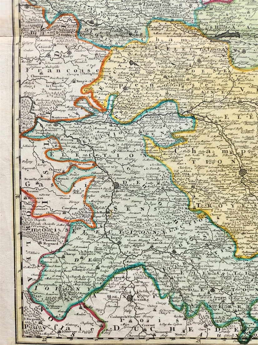 1756 CHAMPAGNE FRANCE antique MAP by Homann Tabula Geographica CAMPANIAE - 5