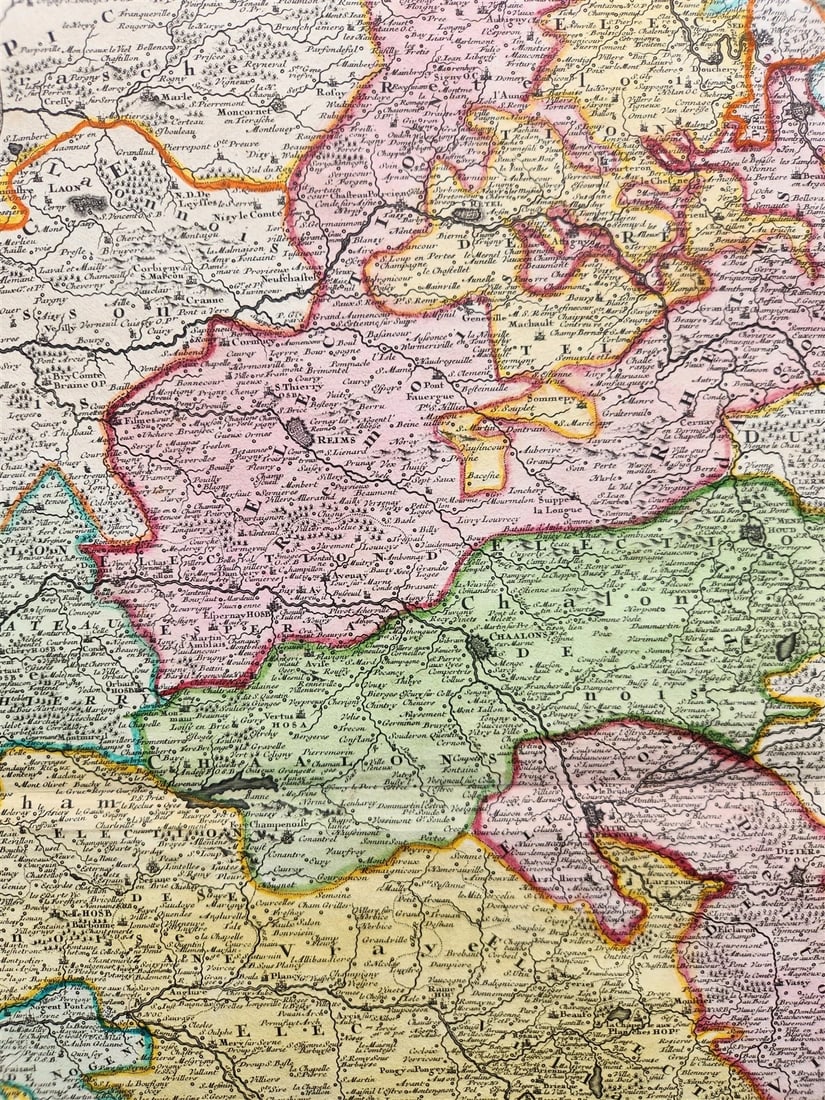 1756 CHAMPAGNE FRANCE antique MAP by Homann Tabula Geographica CAMPANIAE - 6