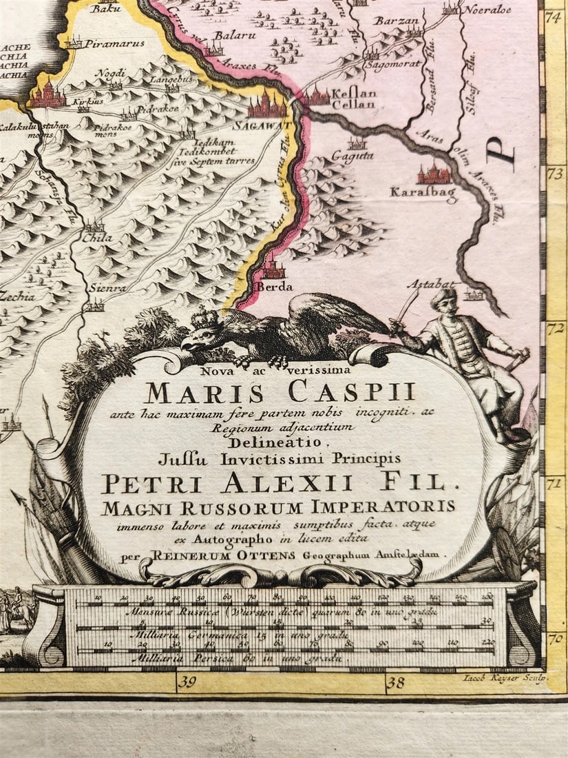 1720 CASPIAN SEA AREA antique MAP Russia RARE - 2