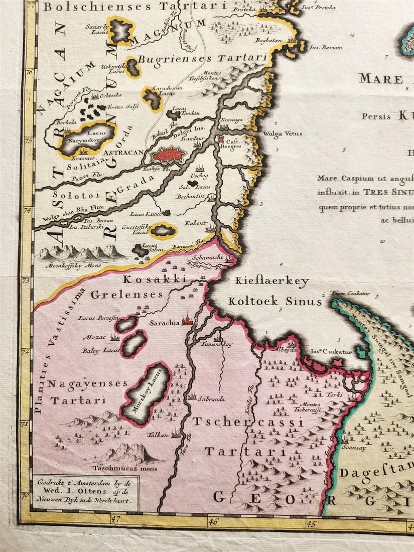 1720 CASPIAN SEA AREA antique MAP Russia RARE - 4