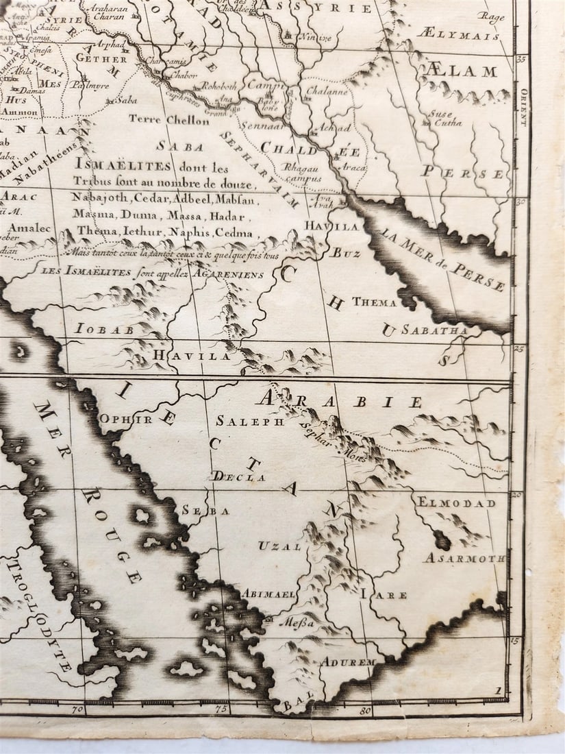 1707 DESCRIPTION DE LA GEOGRAPHIE SACREE antique BIBLICAL MAP - 4