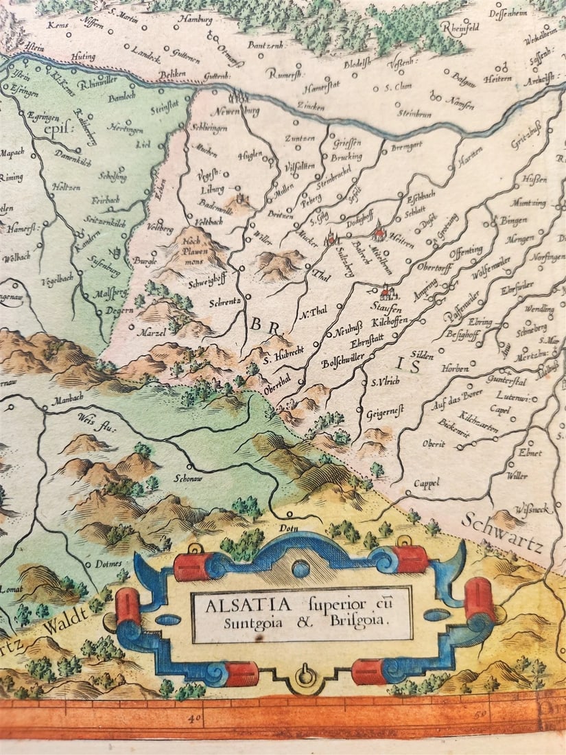 1623 ALSACE FRANCE antique MAP Gerhard Mercator - Hendricus Hondius - 2