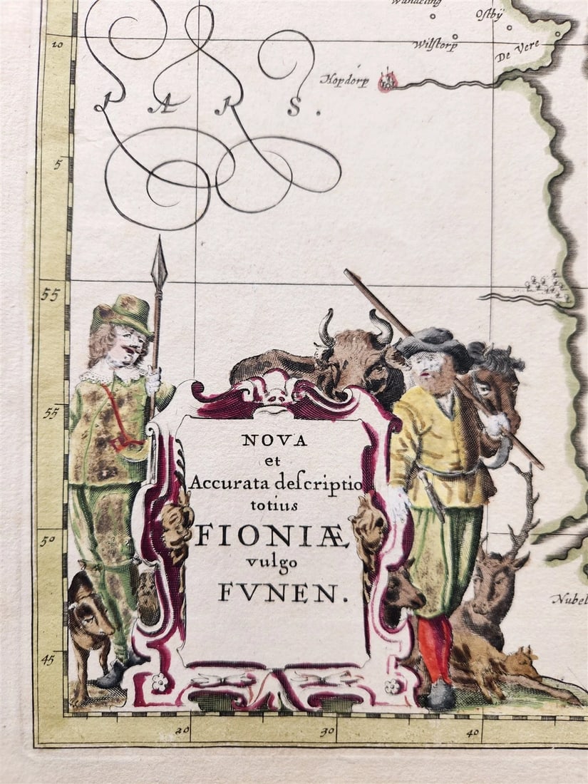 1680 DENMARK ISLAND of FUNEN antique MAP by Mose Pitt - 2