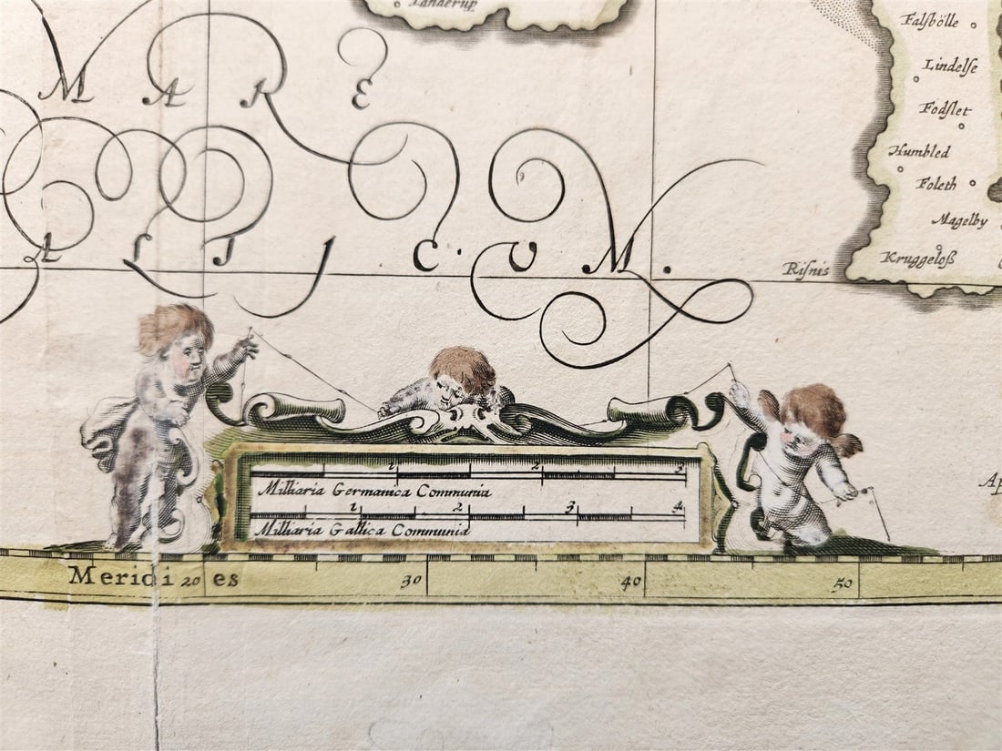 1680 DENMARK ISLAND of FUNEN antique MAP by Mose Pitt - 4