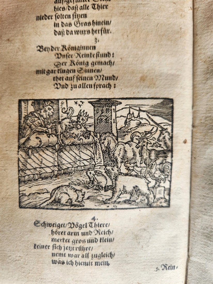 1650 REYNARD THE FOX in GERMAN antique ILLUSTRATED w/ 41 WOODCUTS - 16