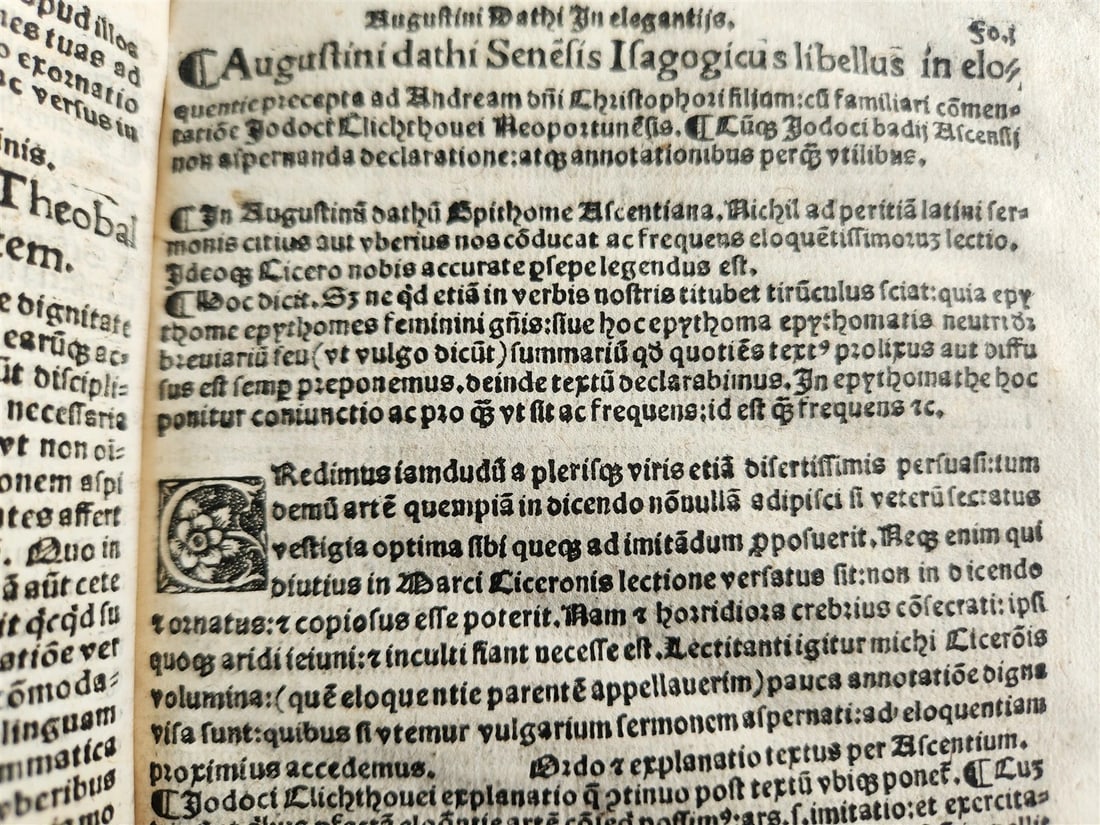 1526 POST-INCUNABULA CICERO COMMENTRAIES by A. DATUS antique ORIGINAL BINDING - 10